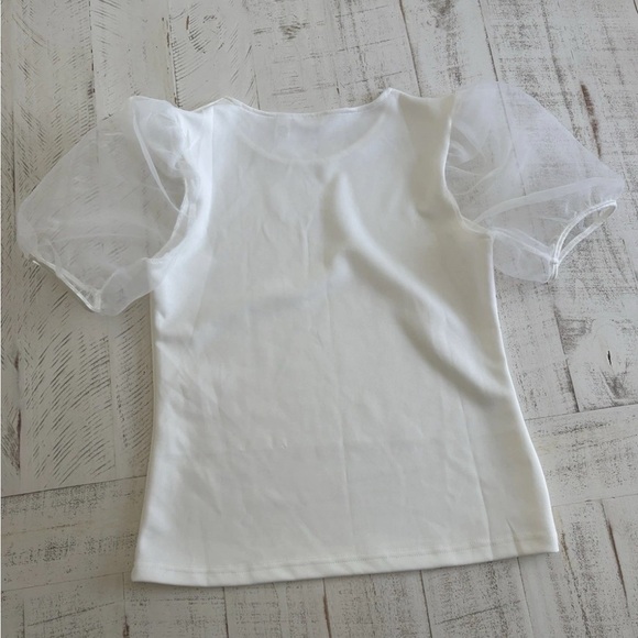 Kurtis Women’s Sheer Puff Sleeve Top White -Small - Picture 6 of 8
